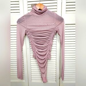 NWT Free People Mesh dusty rose colored mock neck bodysuit small